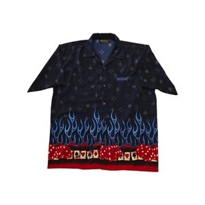 Stylo Las Vegas Casino Shirt XL Dice Flame Poker Card Graphic Camp Shirt
